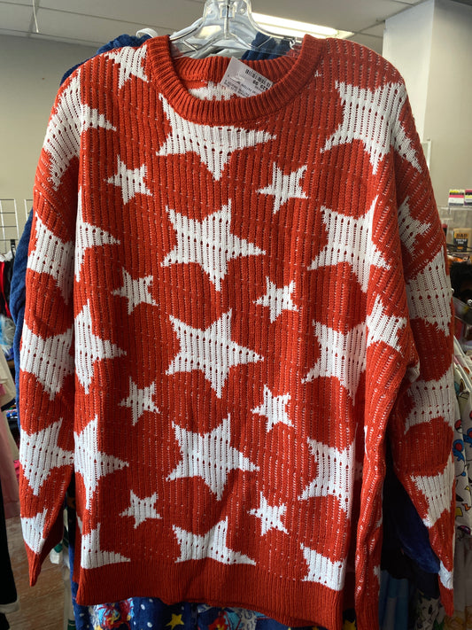 RED STAR PATTERN SWEATER XL