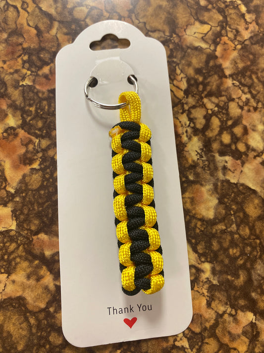 Paracord keychain small cobra yellow black