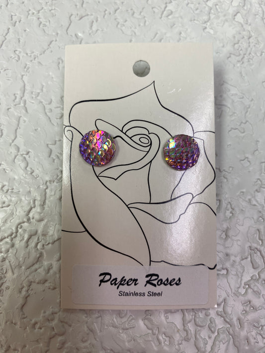 PINK SCALE EARRINGS