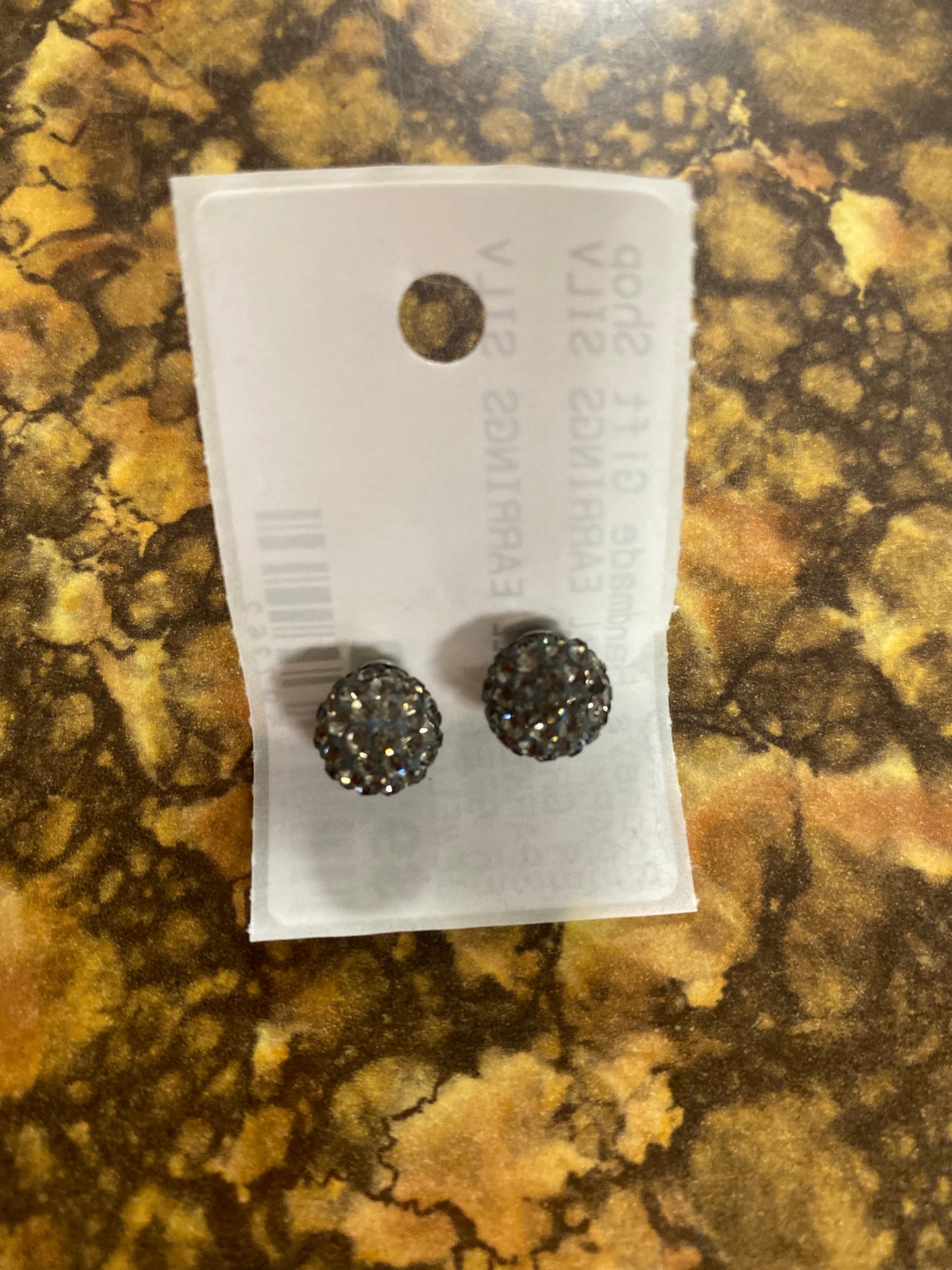 CRYSTAL BALL EARRINGS SILVER GREY