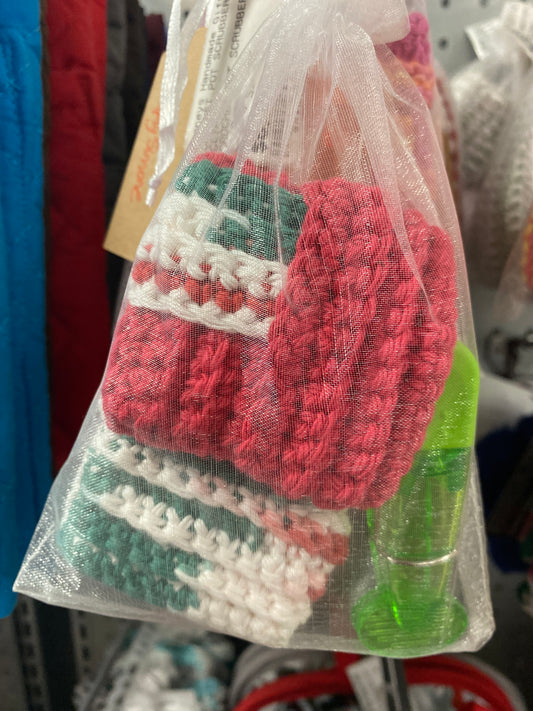 CROCHET POT SCRUBBERS WITH CLIP