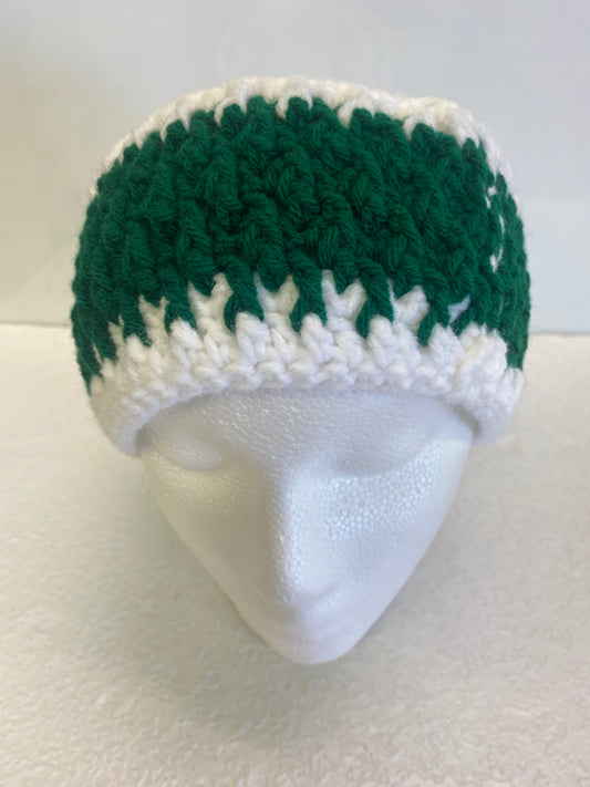 EAR WARMER GREEN WHITE OUTSIDE