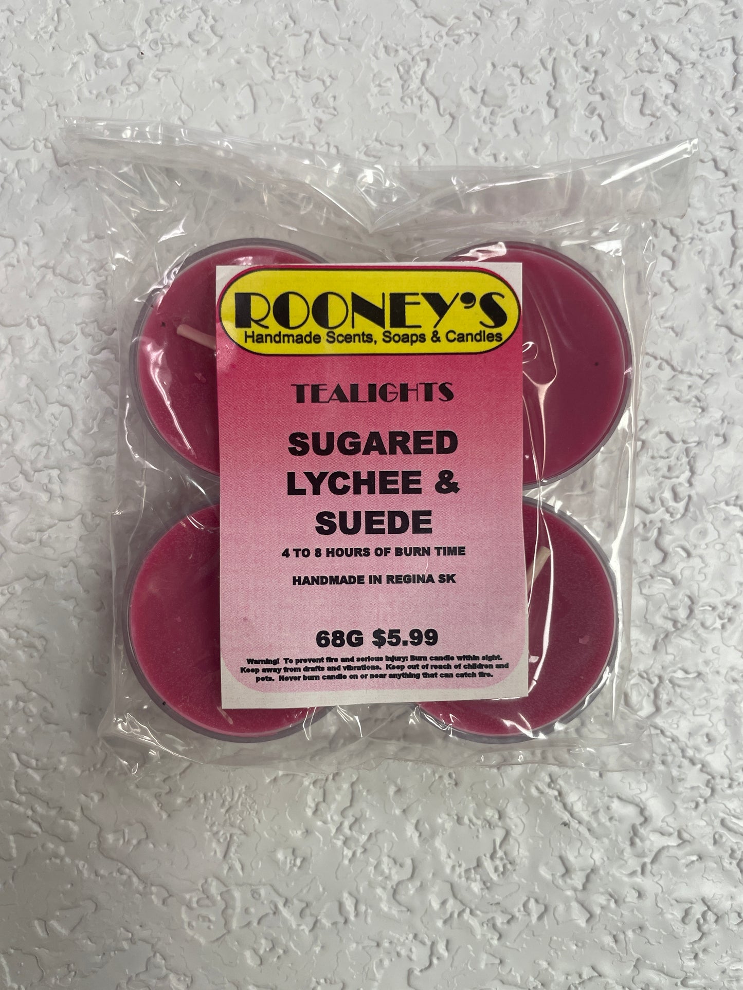 SUGARED LYCHEE & SUEDE 4 PK TEALIGHTS