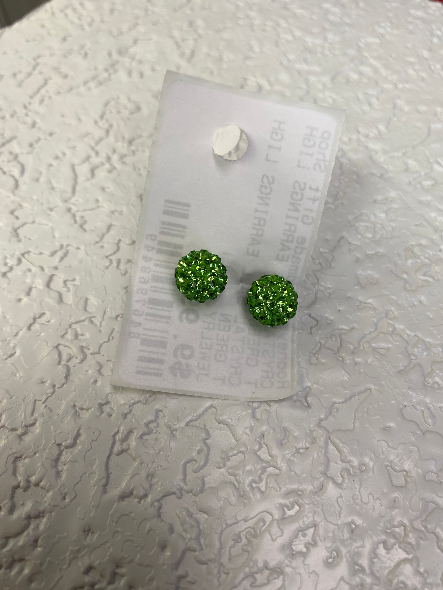 CRYSTAL BALL EARRINGS LIGHT GREEN