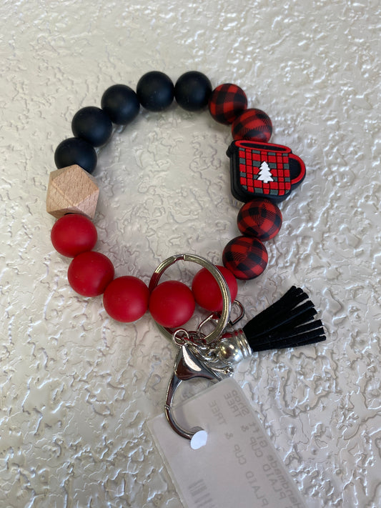 CHRISTMAS PLAID CUP & TREE KEY RING
