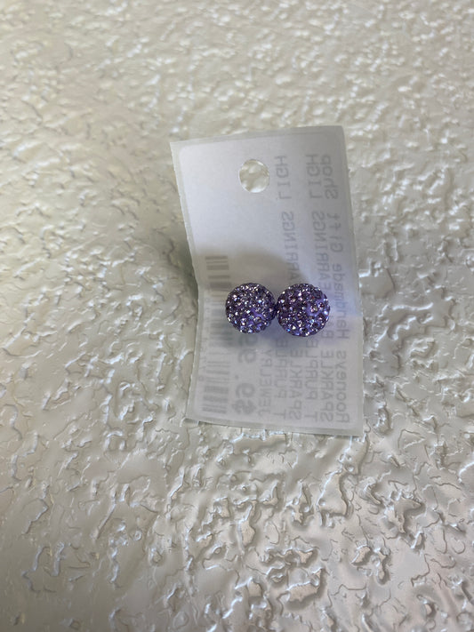 CRYSTAL BALL EARRINGS LIGHT PURPLE