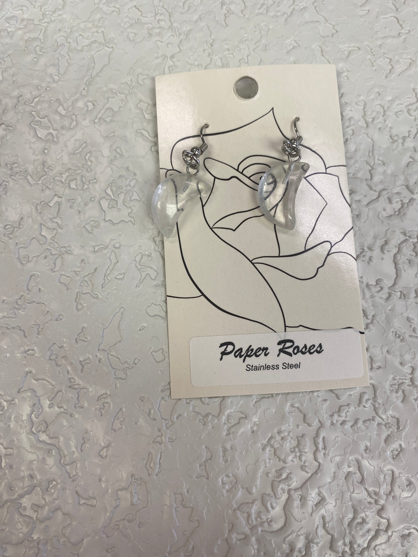 CLEAR QUARTZ MOON EARRINGS