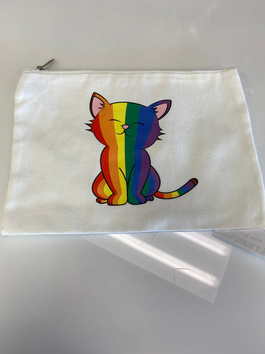 WHITE RAINBOW PRIDE CAT TRAVEL BAG