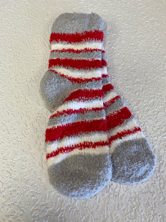 FLEECE SOCKS GREY NEON RED