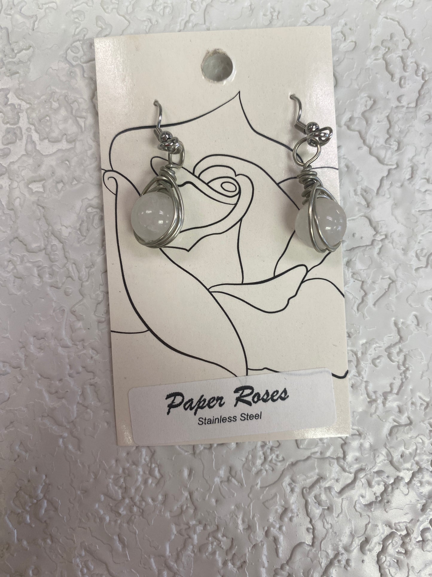 ROSE QUARTZ WIRE WRAP EARRINGS