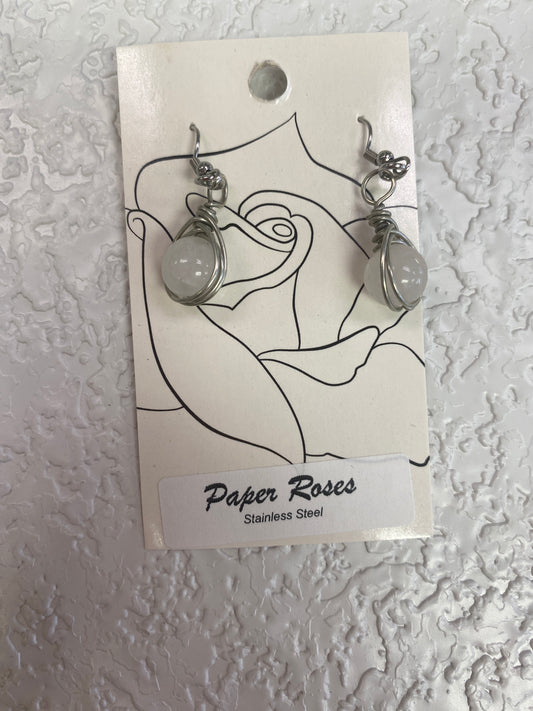 ROSE QUARTZ WIRE WRAP EARRINGS