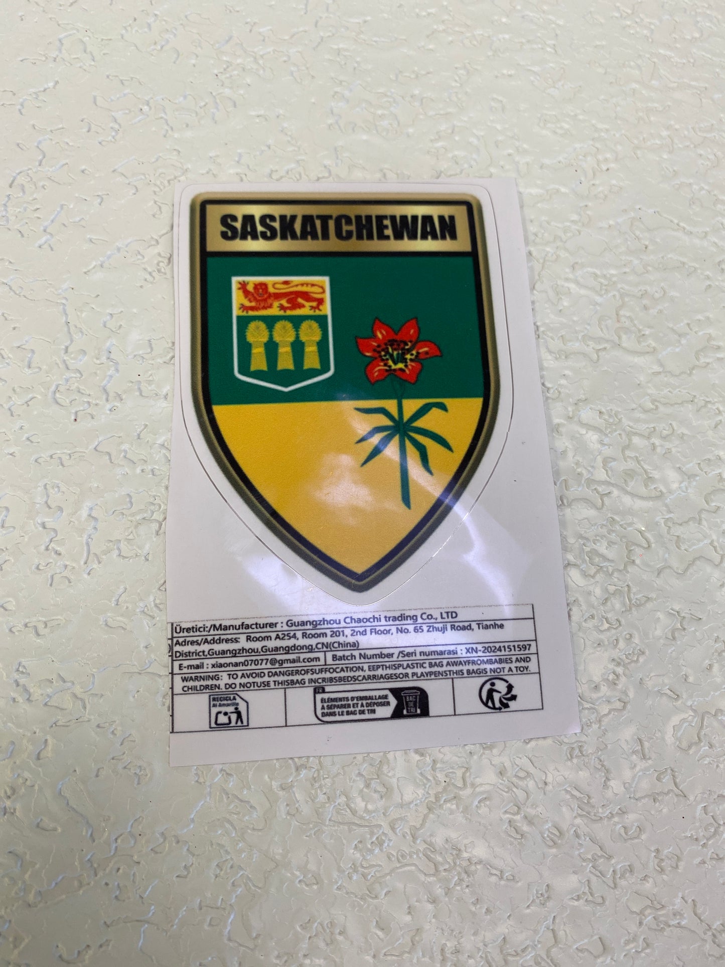 SASK CREST CAR STICKER