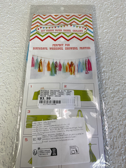RAINBOW PAPER TASSEL 18PC