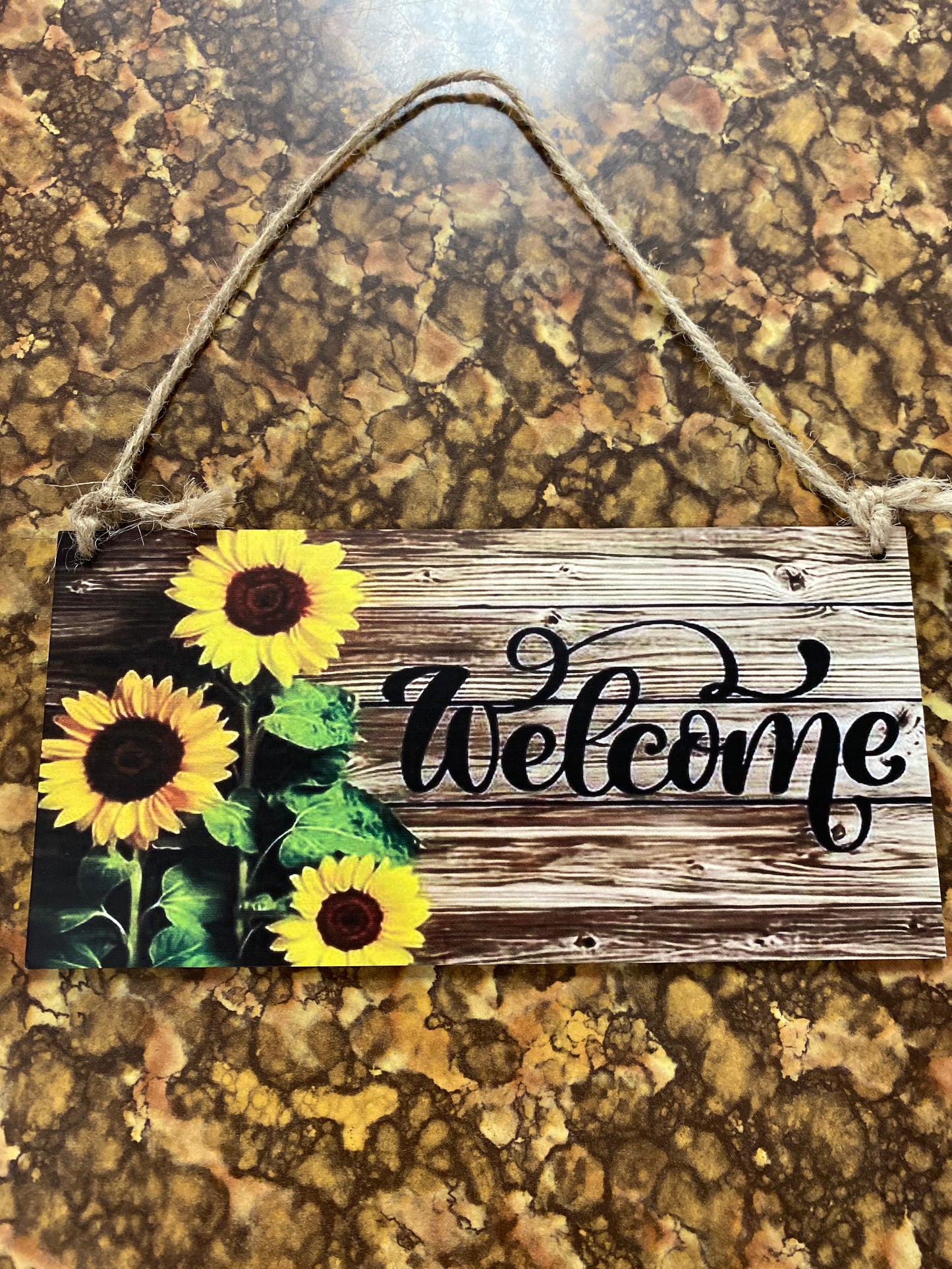 SUNFLOWER SQUARE WOOD SIGN