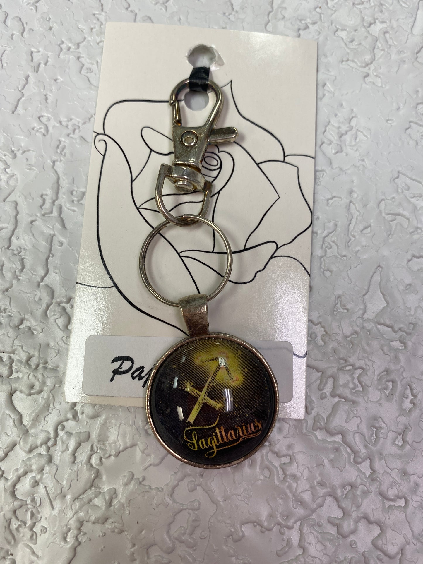 YELLOW SAGIT SILVER KEYCHAIN