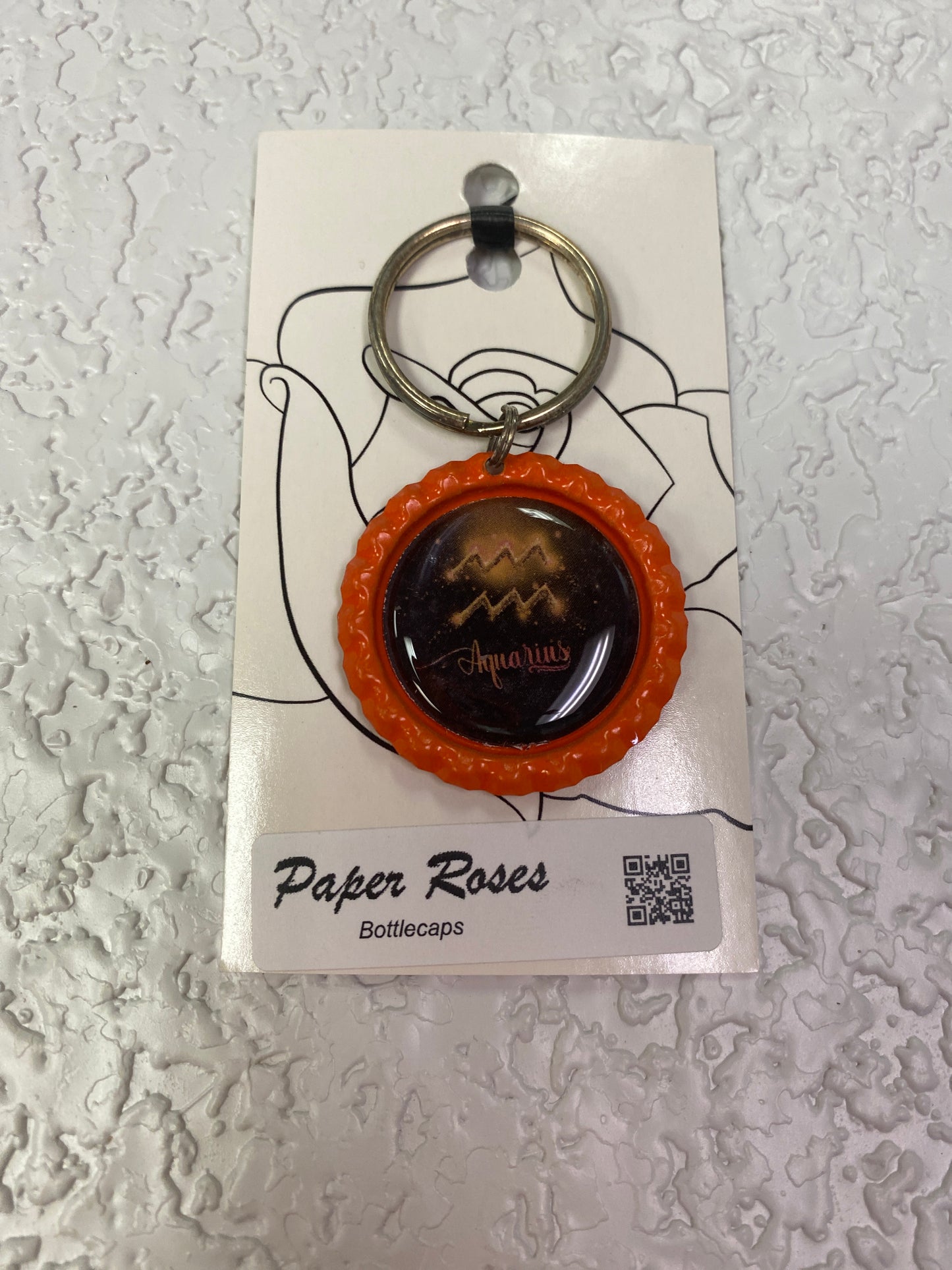 ORANGE AQUA BOTTLE CAP KEYCHAIN