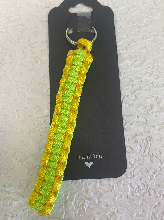 PARACORD KEYCHAIN LARGE COBRA YELLOW BRIGHT GREEN
