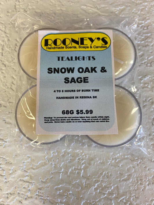 SNOW OAK & SAGE 4 PACK TEALIGHT CANDLES