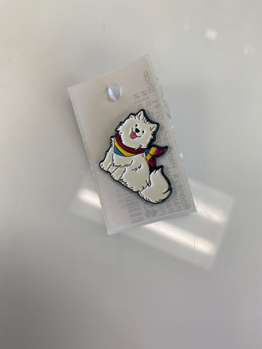 PANSEXUAL WHITE DOG PIN