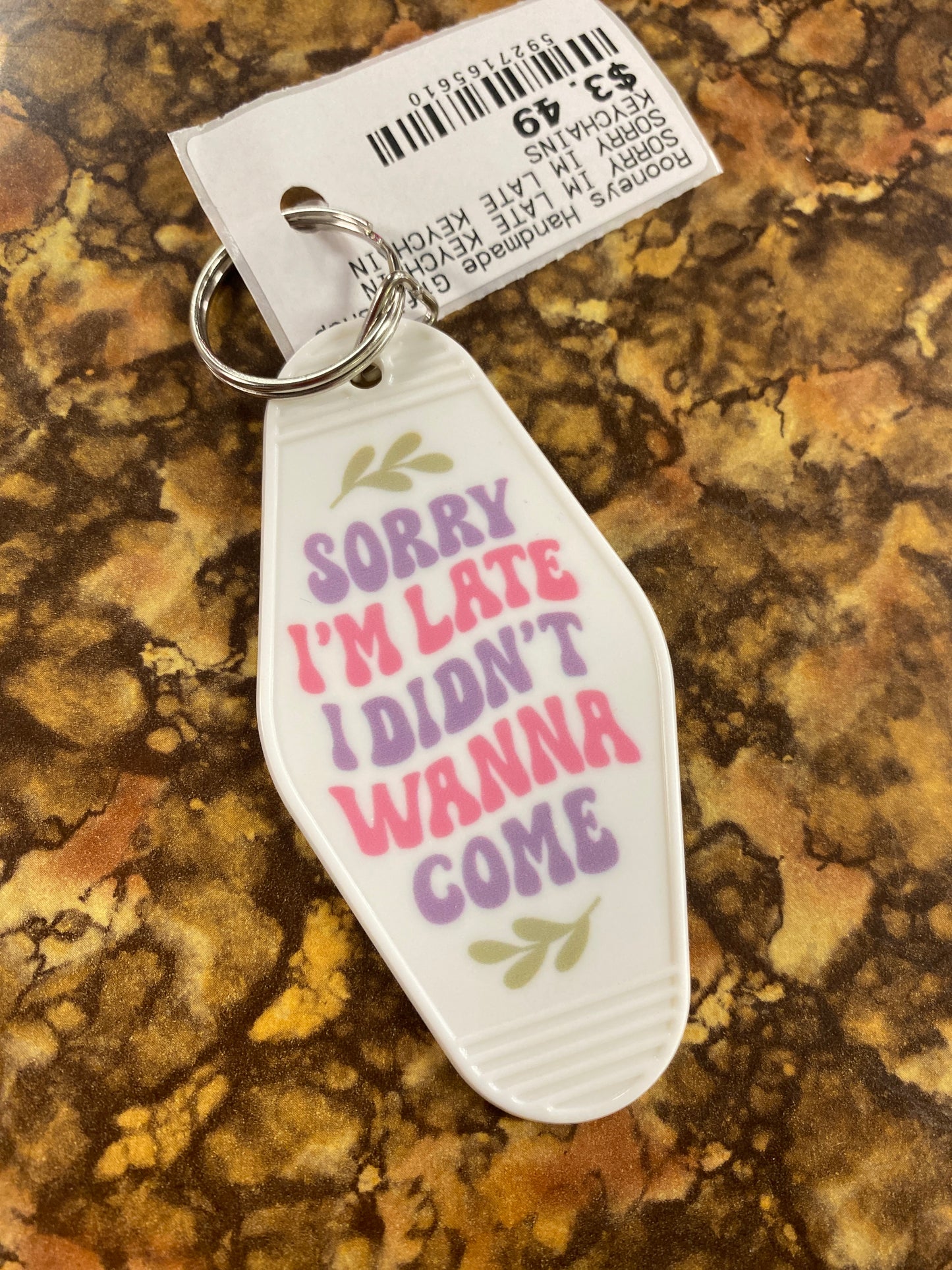 SORRY IM LATE KEYCHAIN