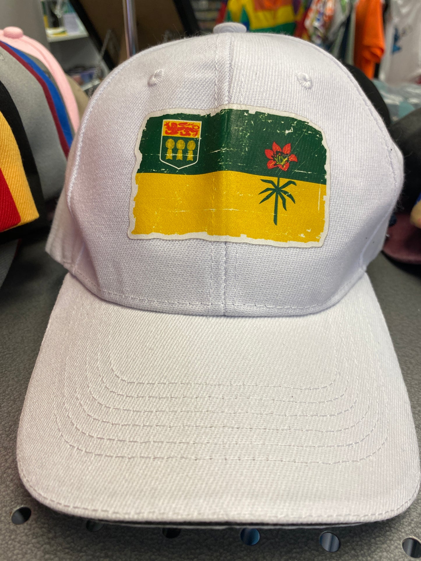SASK FLAG WHITE HAT