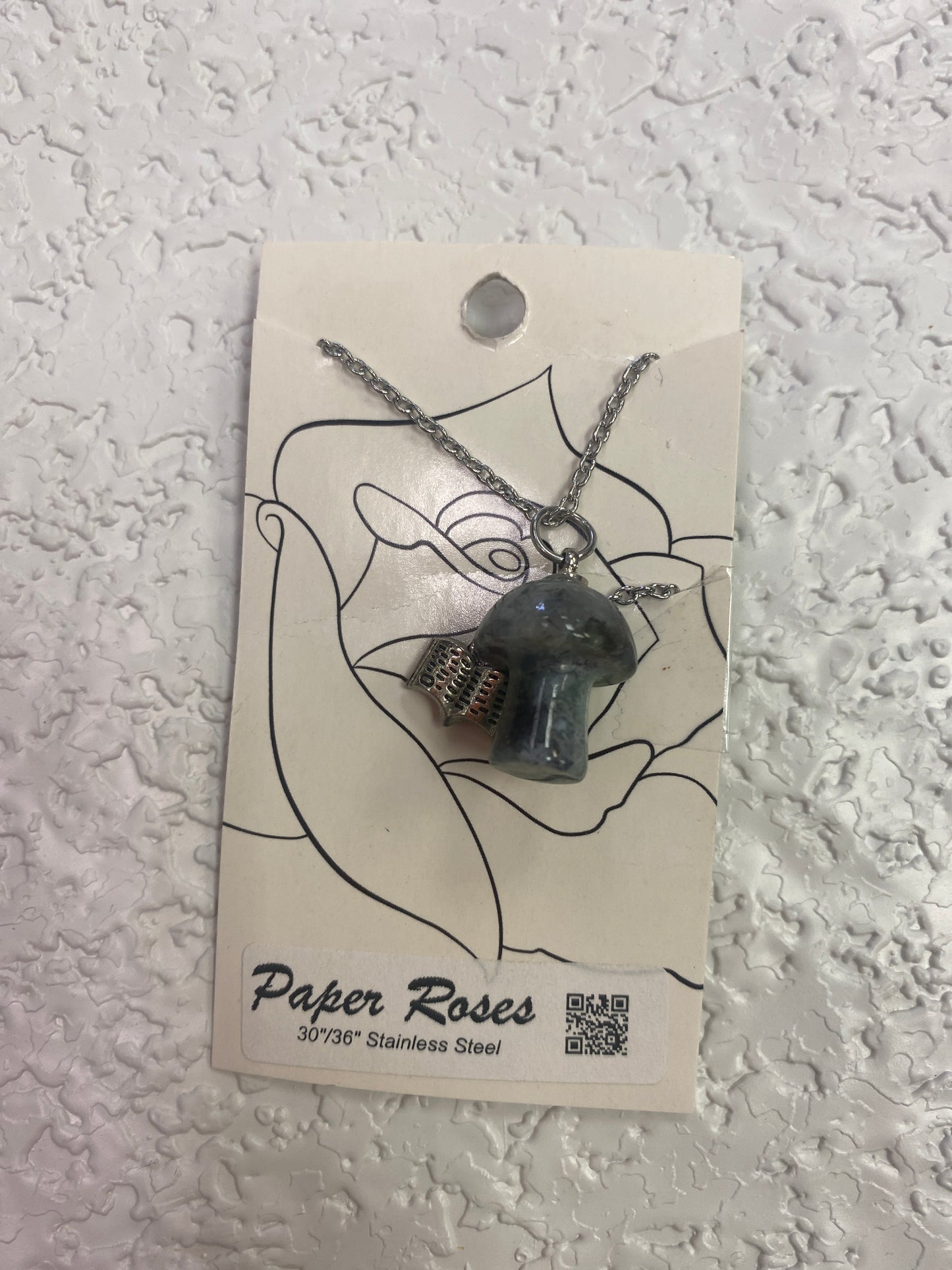 MOSS AGATE MUSHROOM NECKLACE