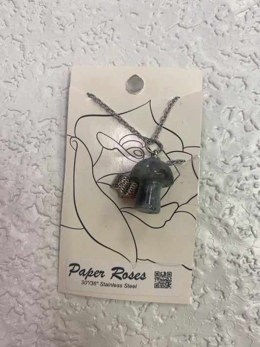 MOSS AGATE MUSHROOM NECKLACE
