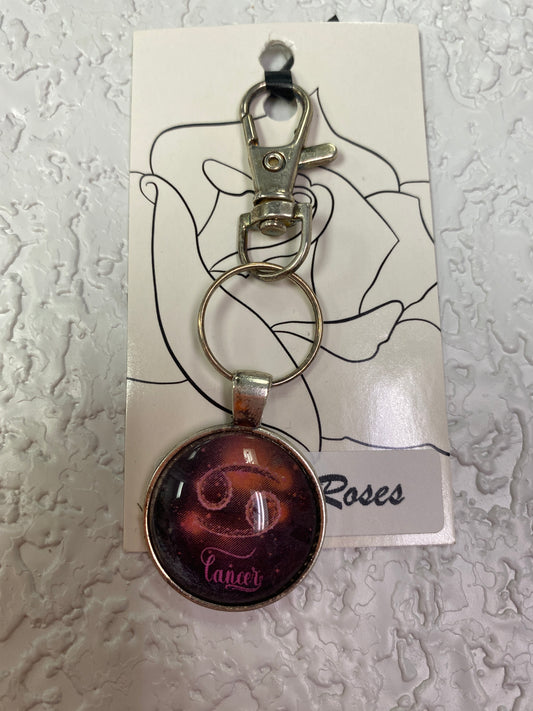 RED CANCER SILVER KEYCHAIN