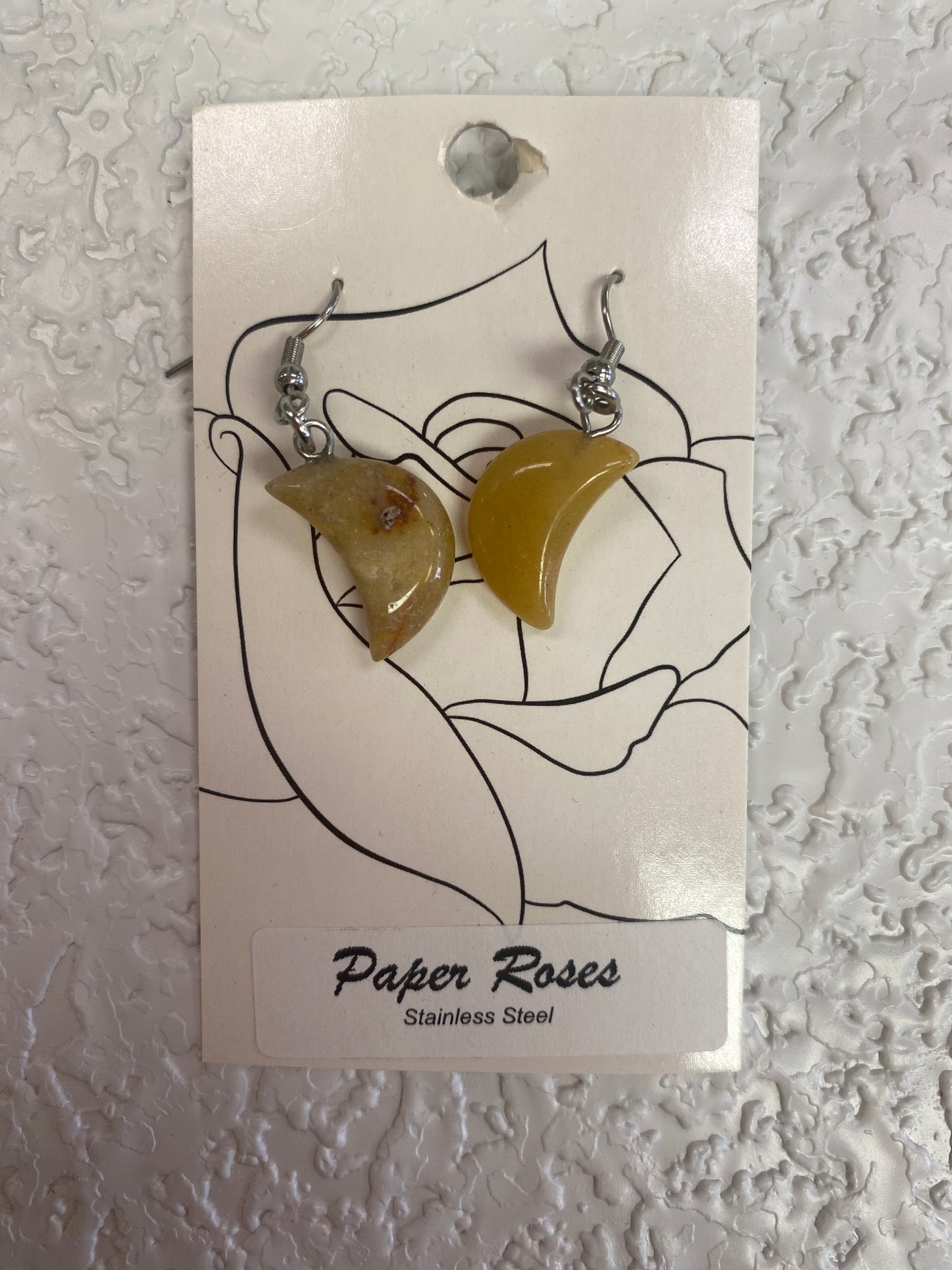 YELLOW CALCITE MOON EARRINGS