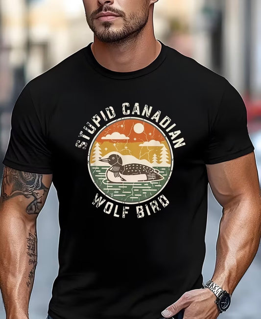 MENS CANADIAN WOLF BIRD BLACK SHIRT