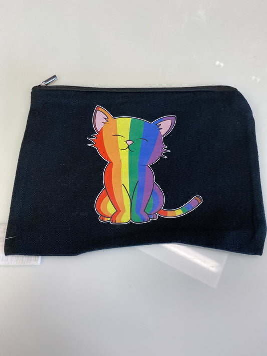 BLACK RAINBOW PRIDE CAT TRAVEL BAG