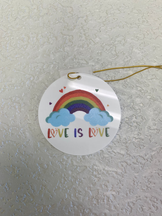 LOVE IS LOVE ACRYLIC ORN