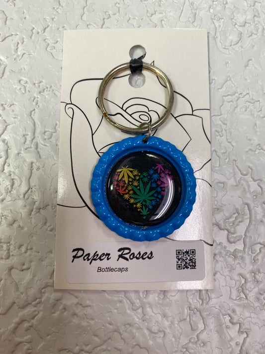 BLUE POT PRIDE BOTTLE CAP KEYCHAIN