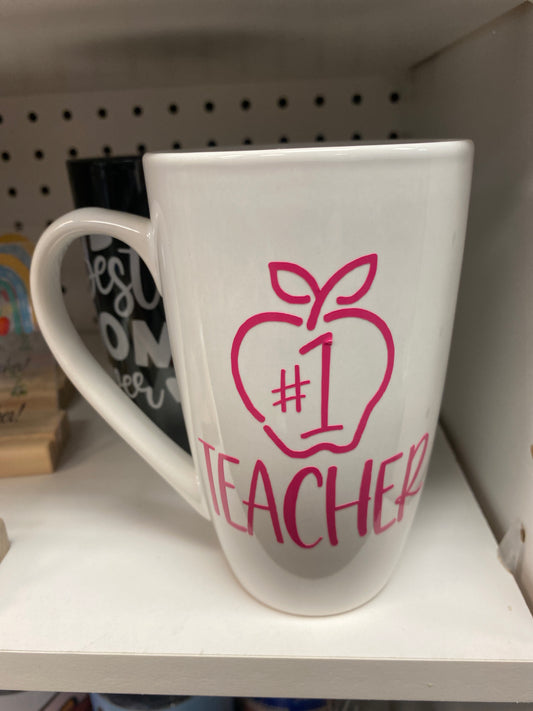 WHITE COFFEE MUG NUMBER 1 TEACHER
