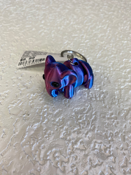 BLUE PURPLE 3D PRINTED ELEPHANT KEYCHAIN