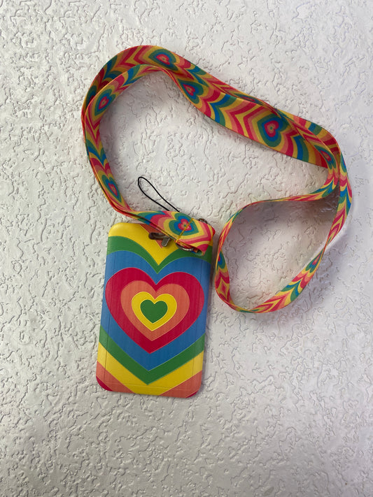 PASTEL HEARTS LANYARD WITH HOLDER