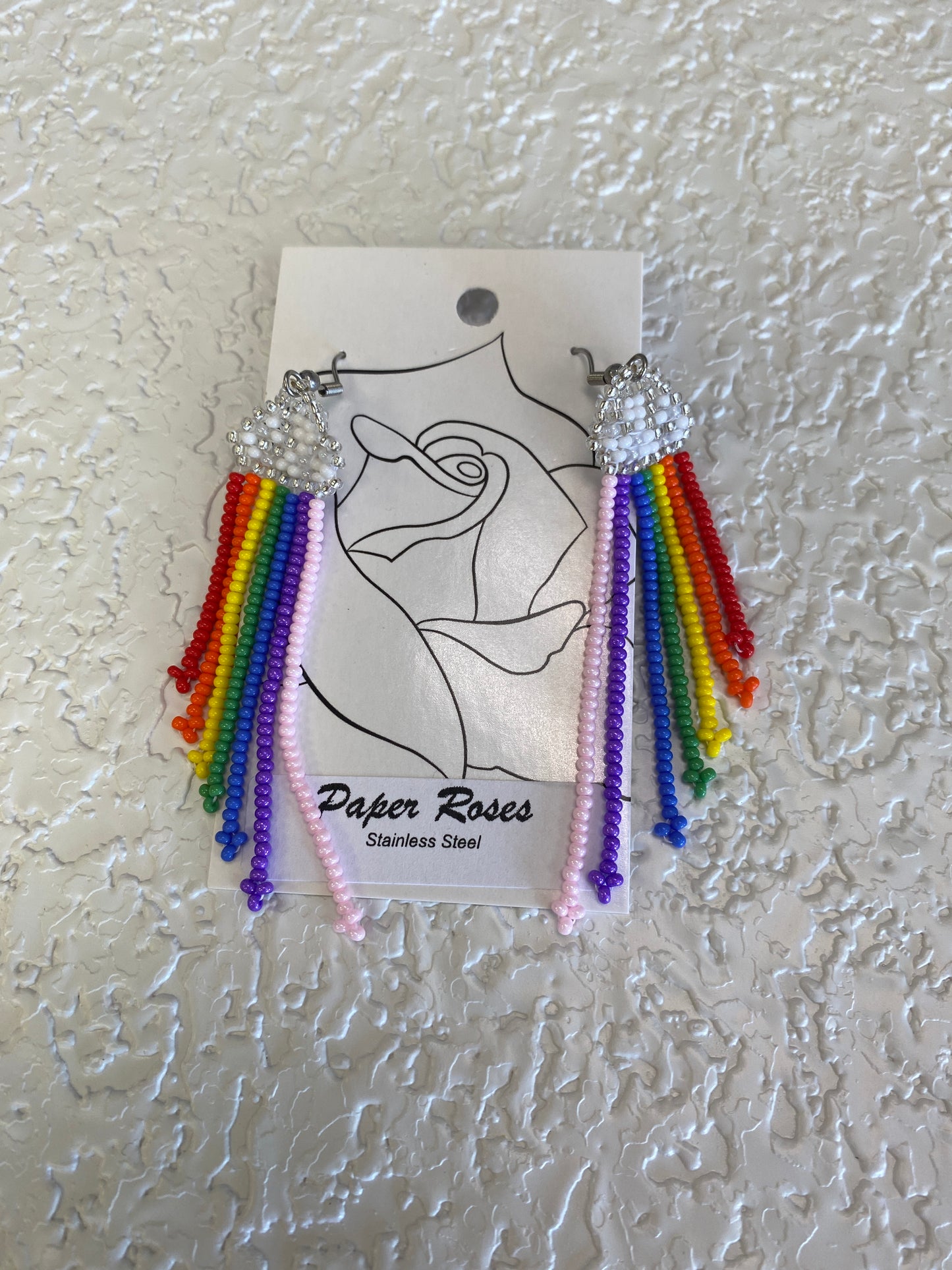 RAINBOW SILVER CLOUD BEADED EARRINGS