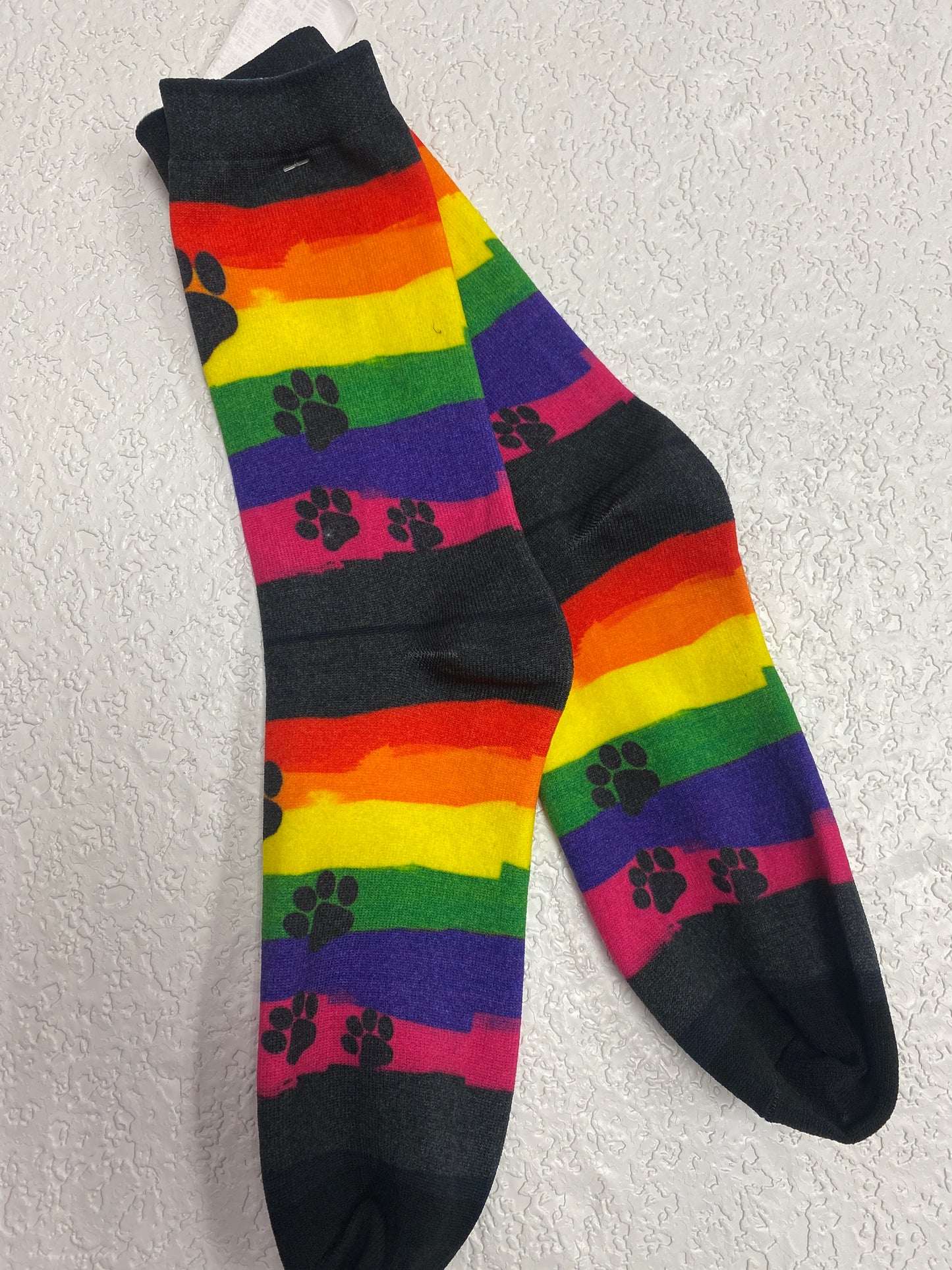RAINBOW PAW PRINT SOCKS