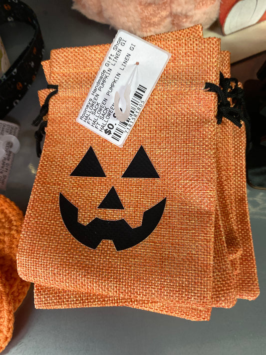 HALLOWEEN PUMPKIN LINEN GIFT SACK
