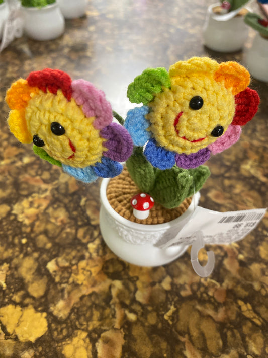 HAND CRAFTED CROCHETS RAINBOW MEDIUM POT