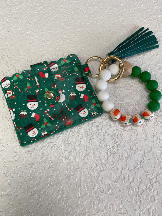 CHRISTMAS GREEN SILICONE BRACLET KEYCHAIN WALLET