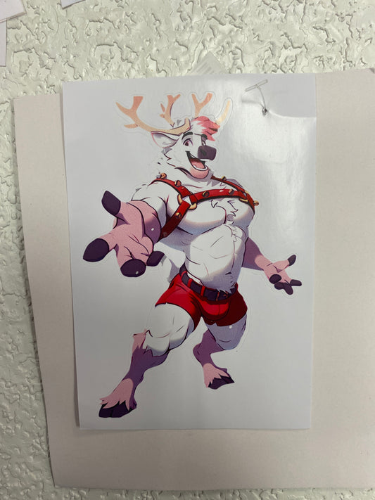 CHRISTMAS PINK DEER STICKER