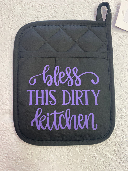 BLACK HOT POT HOLDERS BLESS DIRTY KITCHEN