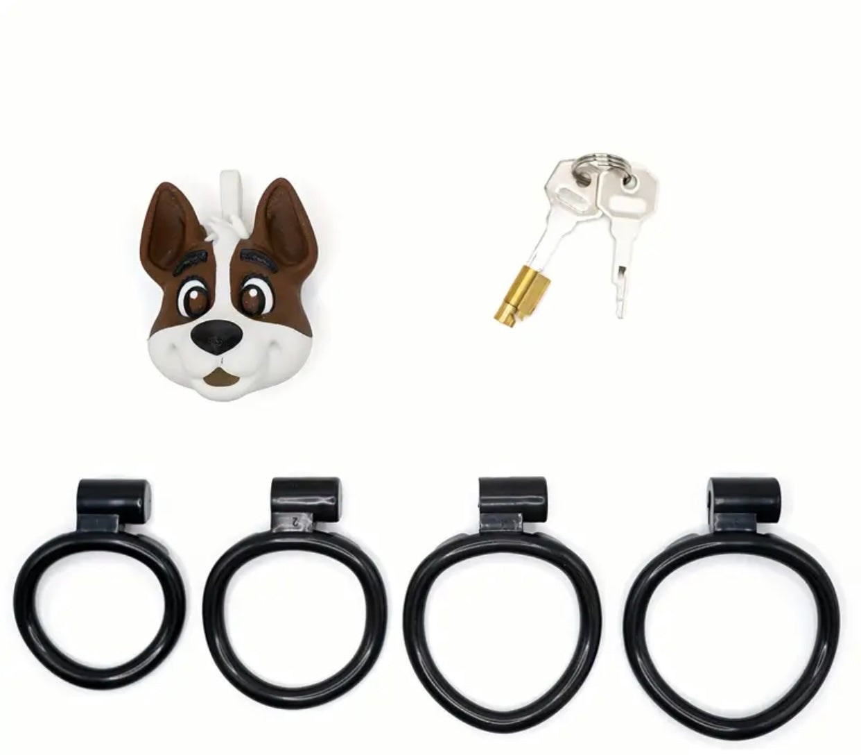 BROWN WHITE PUPPY PLASTIC COCK LOCK