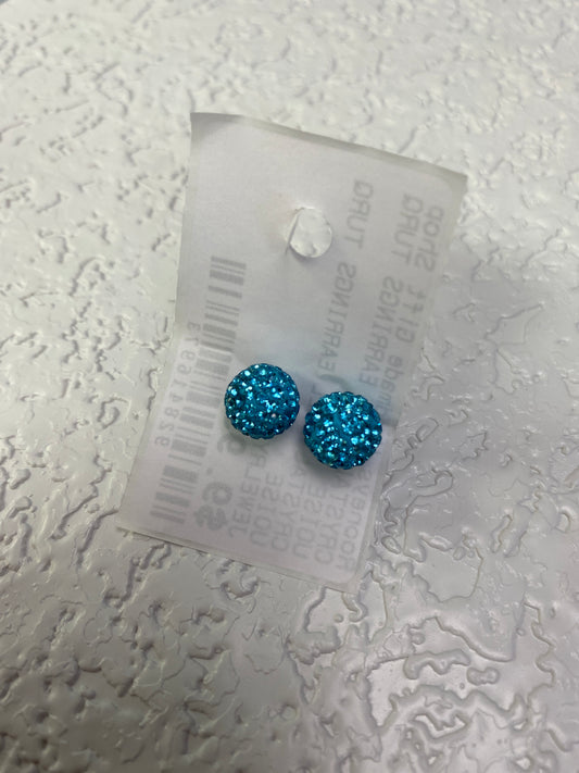 CRYSTAL BALL EARRINGS TURQUOISE