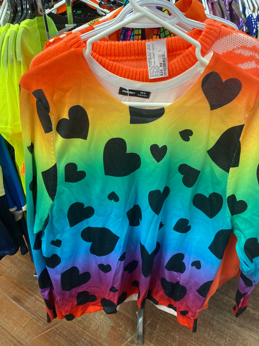 MENS COLORFUL RAINBOW LONG SLEEVE SHIRT SMALL