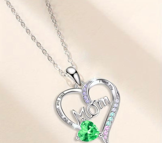 MOM HEART NECKLACE PINK GREEN