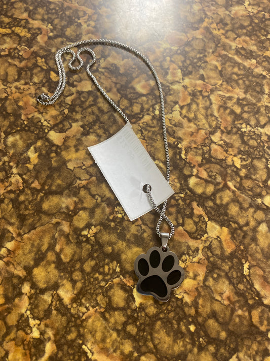 PUNK DOG PAW PENDANT NECKLACE BLACK SILVER