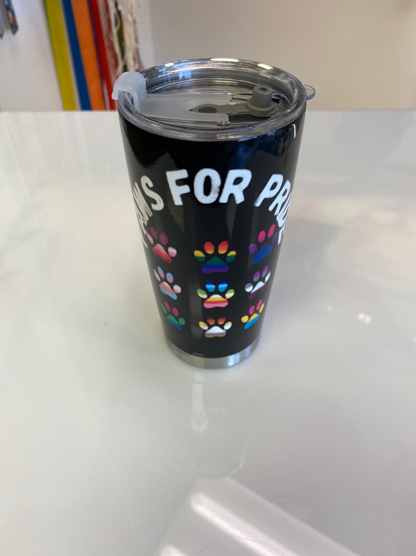 20 OZ PAWS FOR PRIDE STAINLESS STEEL INSULATED TRA