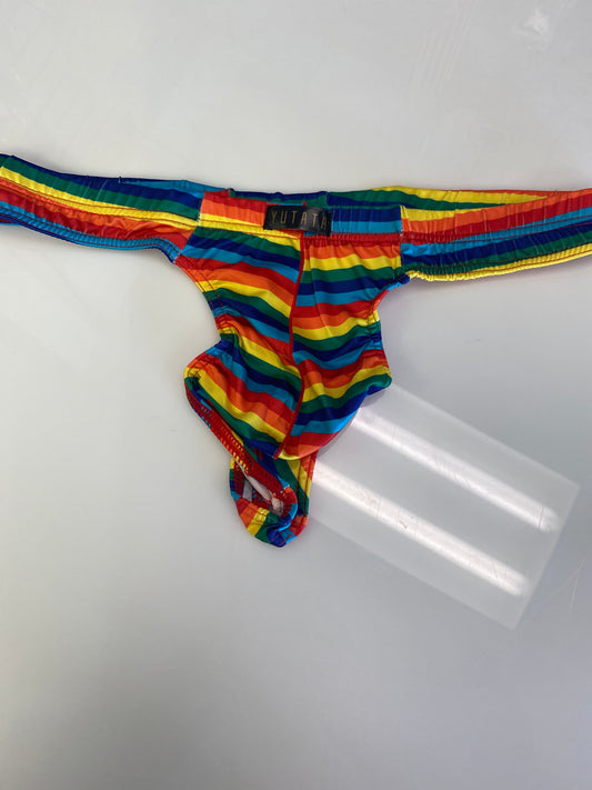 MENS RAINBOW THONG LARGE